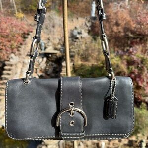 Coach Legacy Black Leather Buckle Shoulder Bag – Y2K Vintage 🖤✨